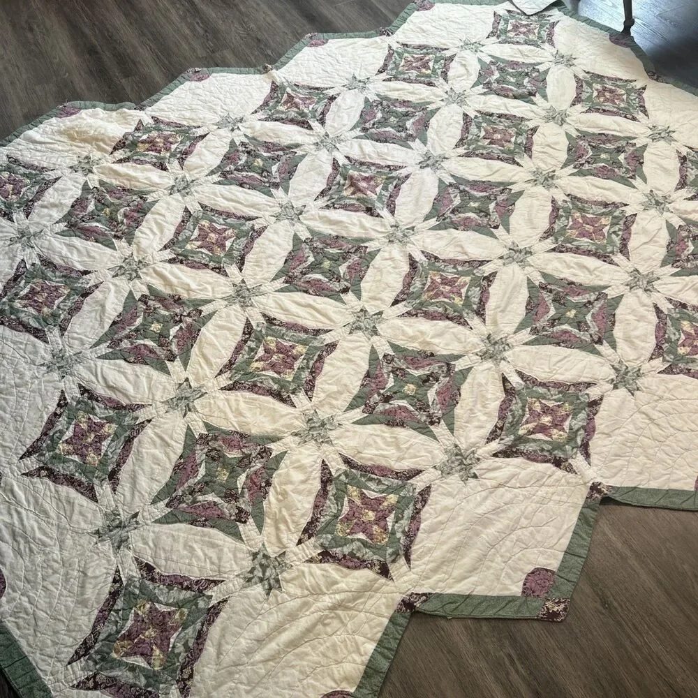 Vtg Country Collection Quilt Merrianne’s Star Queen 99x82 Cottage Shabby Chic